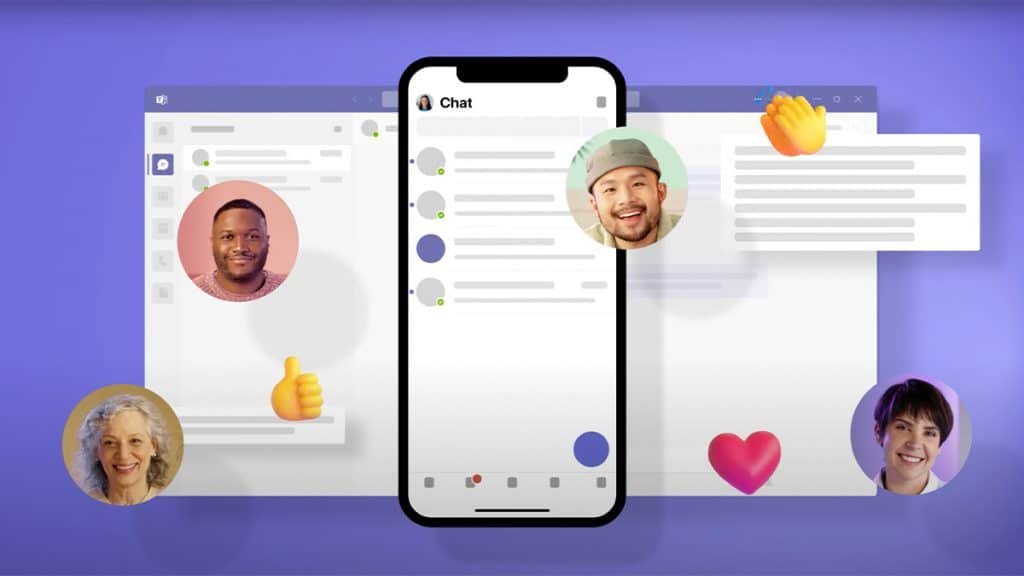 Recursos ilustrativos de apresentação digital do Teams, da Microsoft