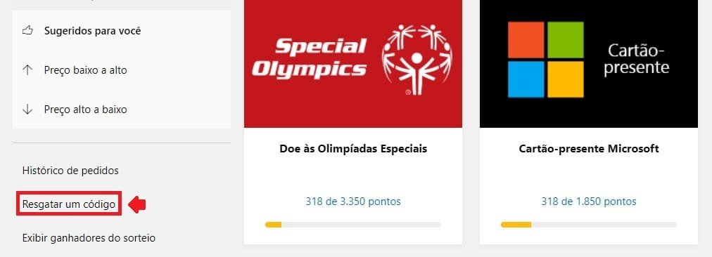Como resgatar códigos para sua conta do Microsoft Rewards - Etapa 2
