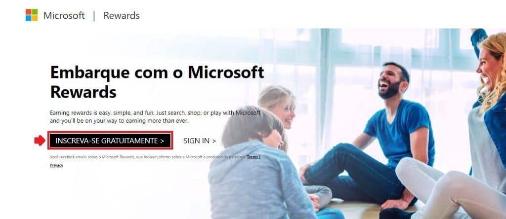 Como se inscrever no Microsoft Rewards - Etapa 1